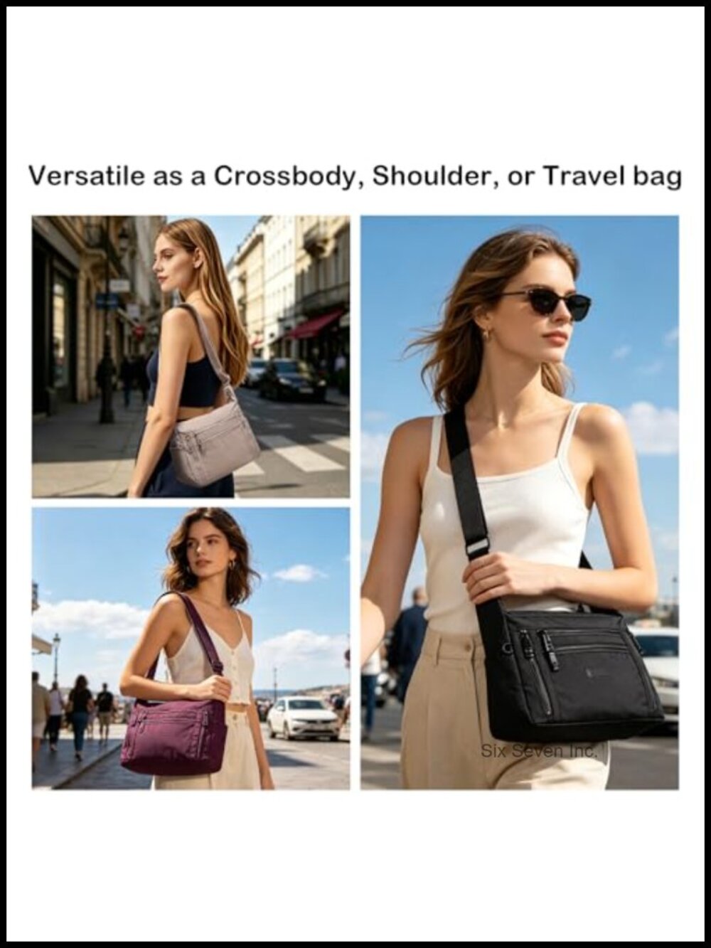 Nylon Crossbody Bag for Women Multi Pocket Crossbody Purse - Picture 5 of 6